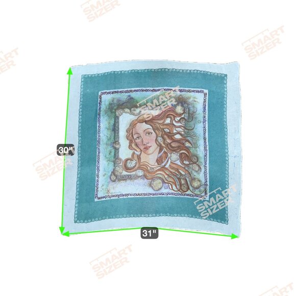 Aphrodite Silk Scarf By Ifadi Greece 31” Square Aqua Blue & Greek Goddess Print - Picture 7 of 8
